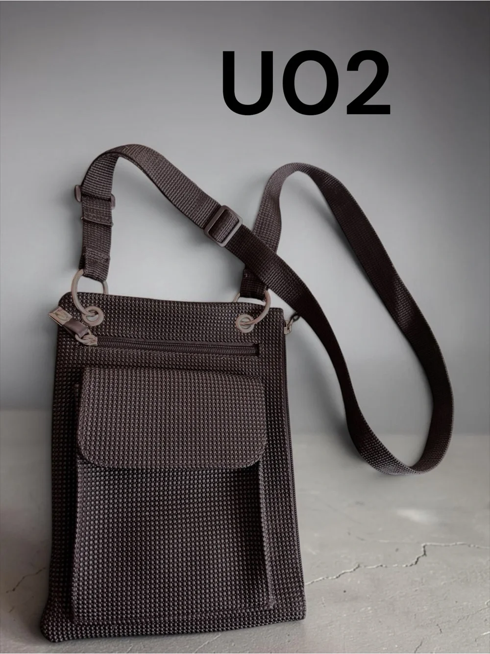 Urban Outfitters UO2 Black Textured Crossbody Bag Minimalist Utility Travel Bag